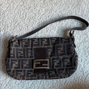Fendi Black and Brown Monogram Shoulder Bag
